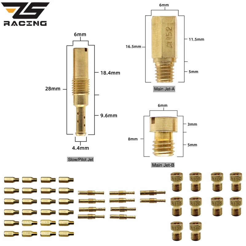 Kit de chiclés de carburador ZS Racing para Keihin PWK, PWM y FCR