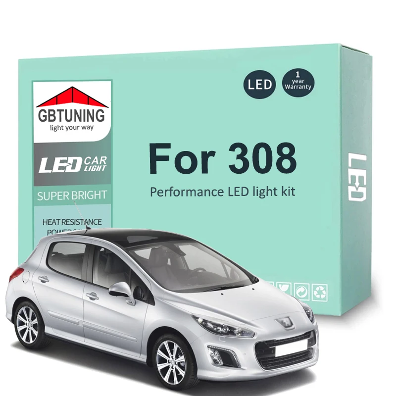 Kit luces LED interior Canbus 16 piezas Peugeot 308 2007-2017
