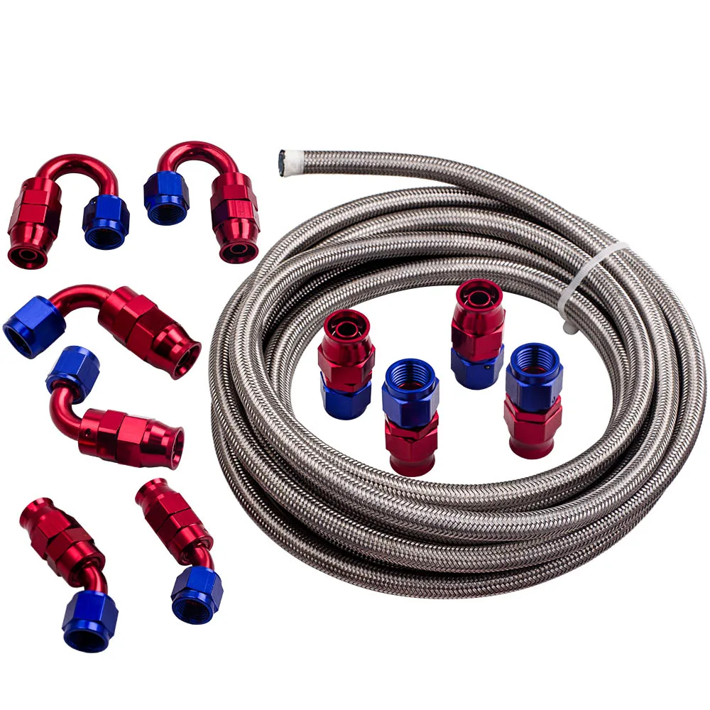 Kit manguera combustible PTFE acero inoxidable AN6 retorno giratorio