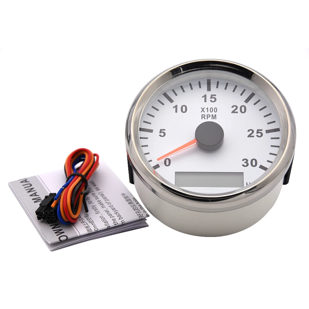 Tacómetro marinizado 12-24V con contador de horas y 85mm 0-3000 RPM - imagen 3