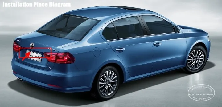 Cámara trasera para Volkswagen Lavida instalada junto a la matrícula