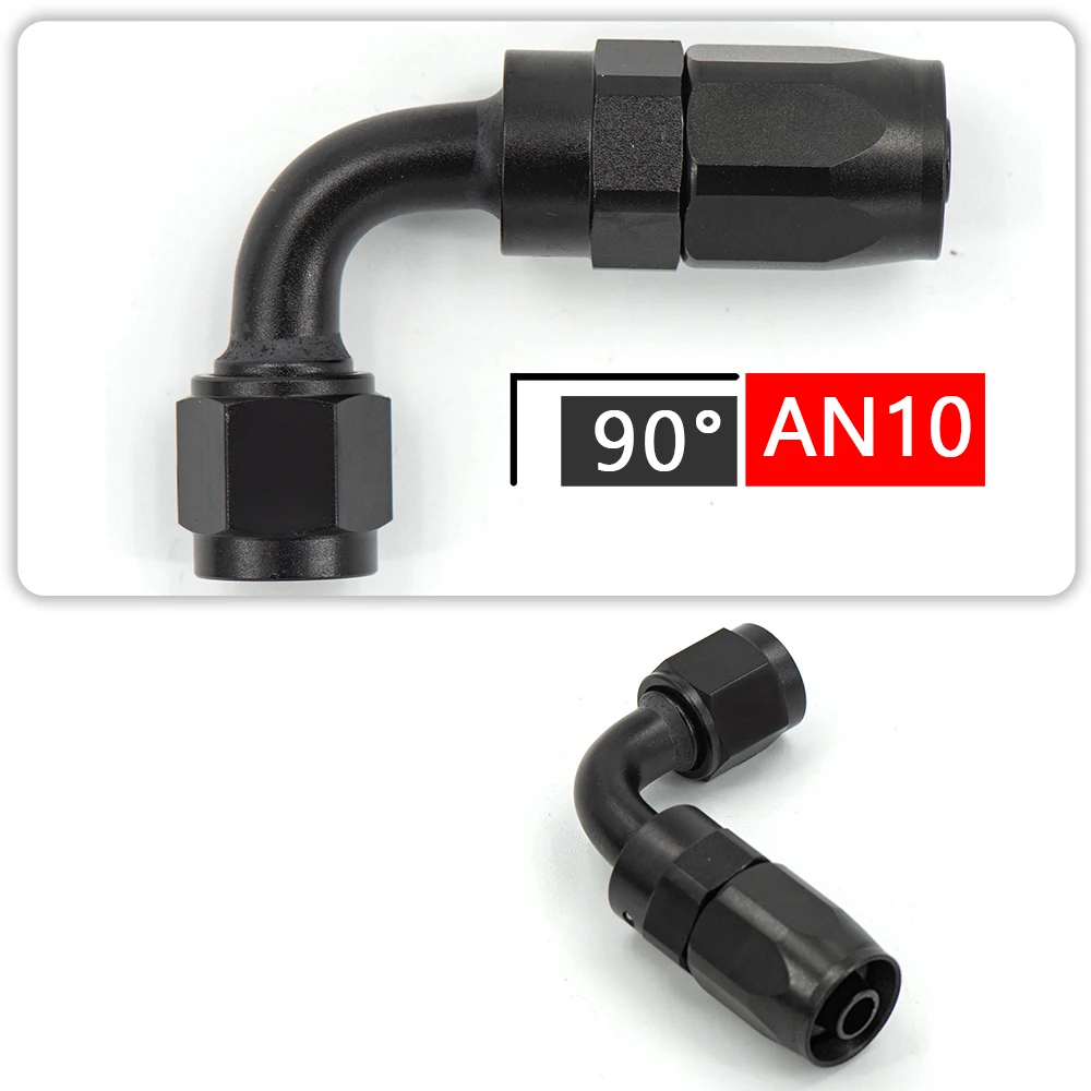 Universal AN4 AN6 AN8 AN10 recto 45 90 120 180 grados aceite combustible giratorio extremo de manguera accesorio aceite manguera extremo adaptador Kit negro - imagen 4