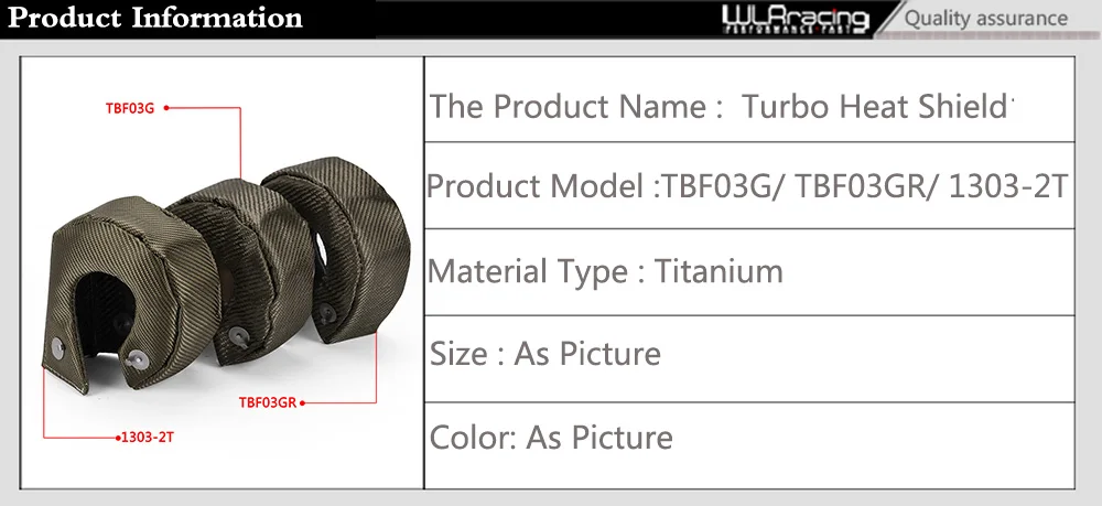 Manta térmica de titanio WLR para turbo T3