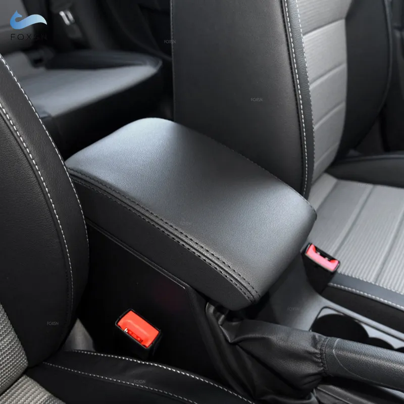 Cubierta de reposabrazos Skoda Octavia 2015-2017, cuero negro