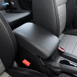 Cubierta de reposabrazos Skoda Octavia 2015-2017, cuero negro