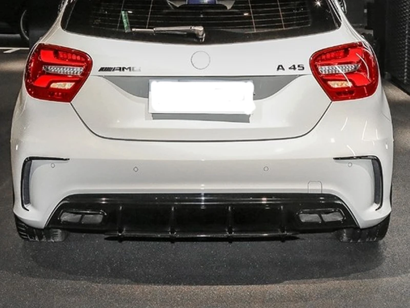 Canards parachoques trasero Mercedes W176 A200/A250/A45 AMG negro brillo - imagen 5