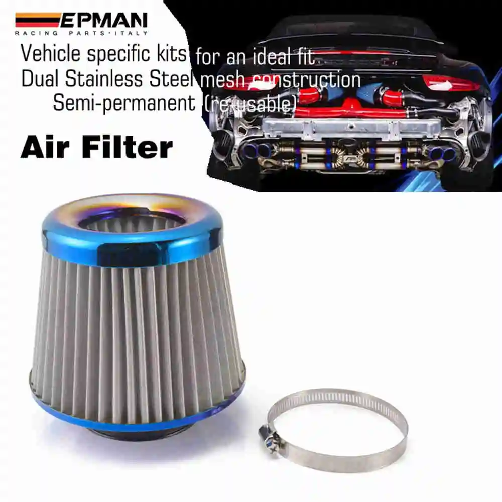 Filtro cónico EPMAN azul quemado en montaje