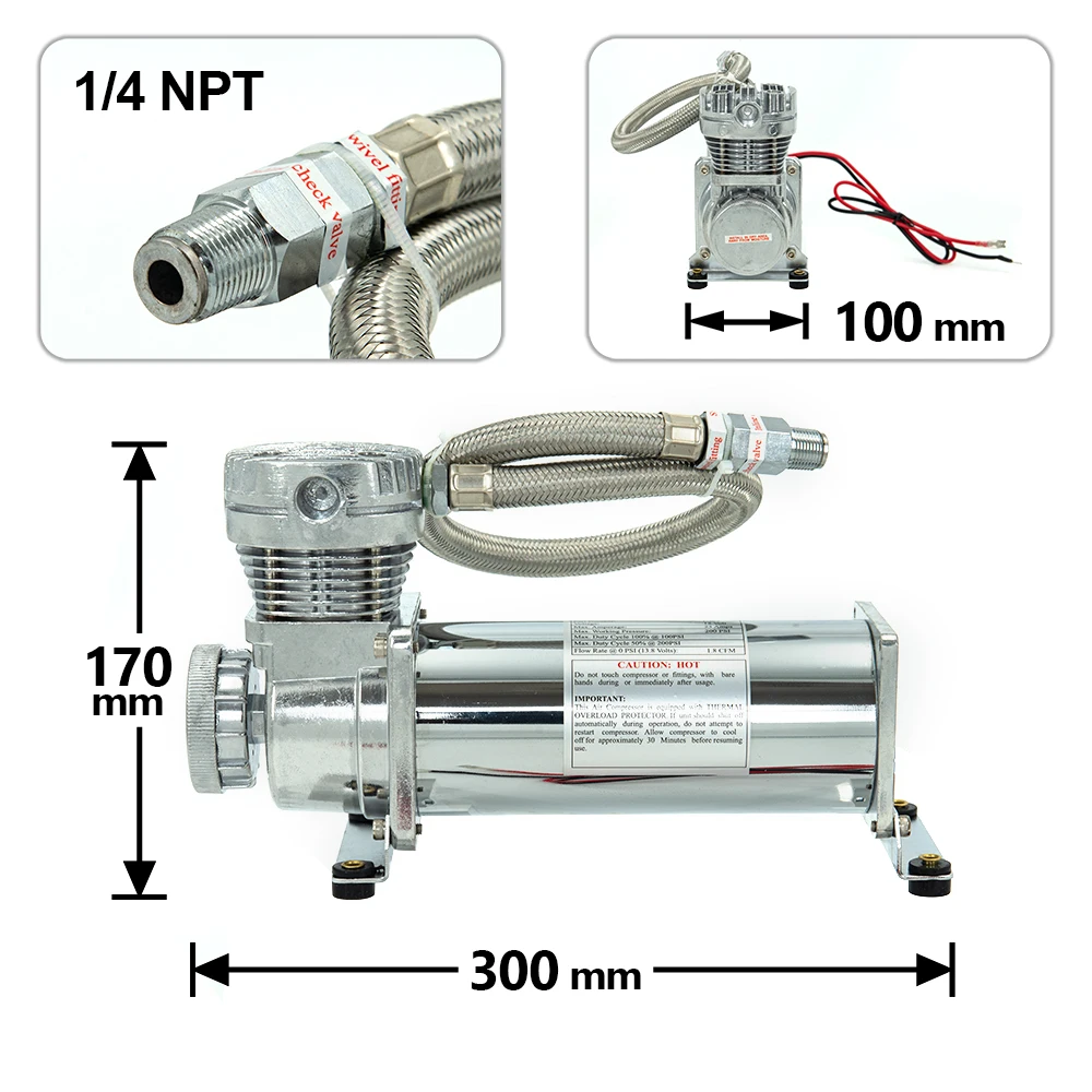 Compresor suspensión neumática MAXPOWER 12V 200 PSI universal - imagen 5