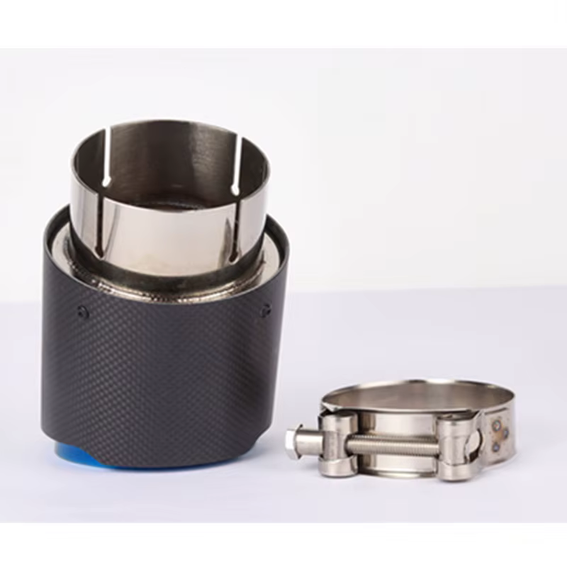 Punta de escape universal de acero inoxidable azul y carbono mate - imagen 5