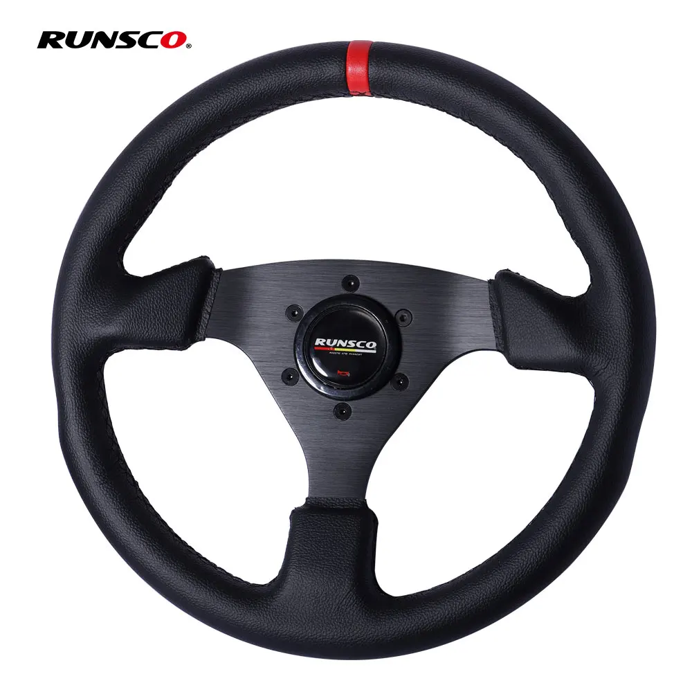 Volante plano universal de cuero para simulador y carreras