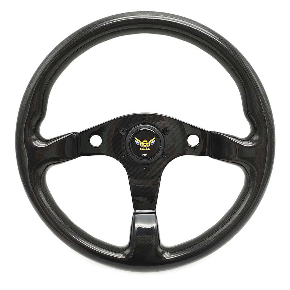 Volante fibra de carbono Spceddy racing 350mm 6 taladros bocina incluida