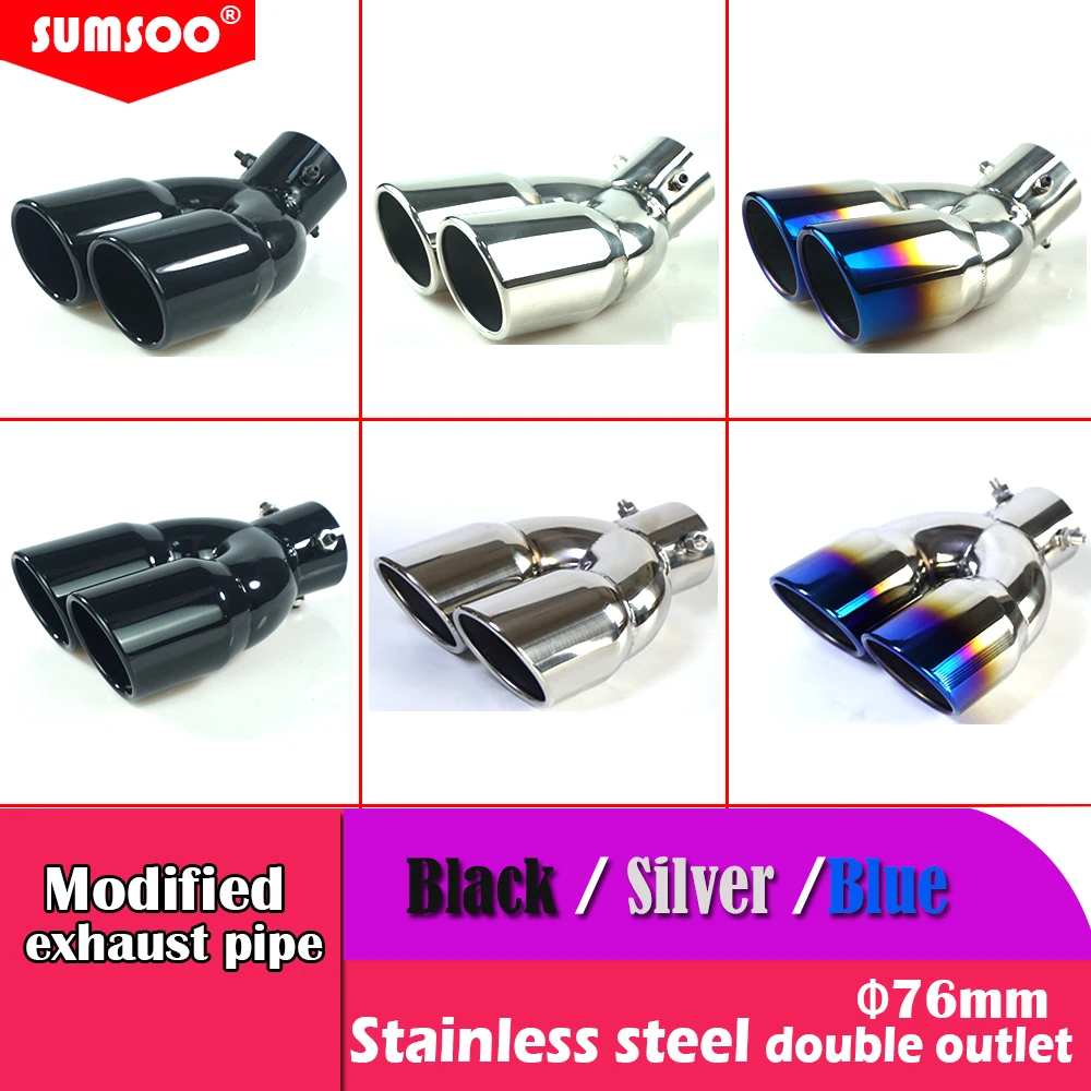 Silenciador de escape trasero universal doble salida acero inox 304