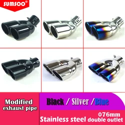Silenciador de escape trasero universal doble salida acero inox 304