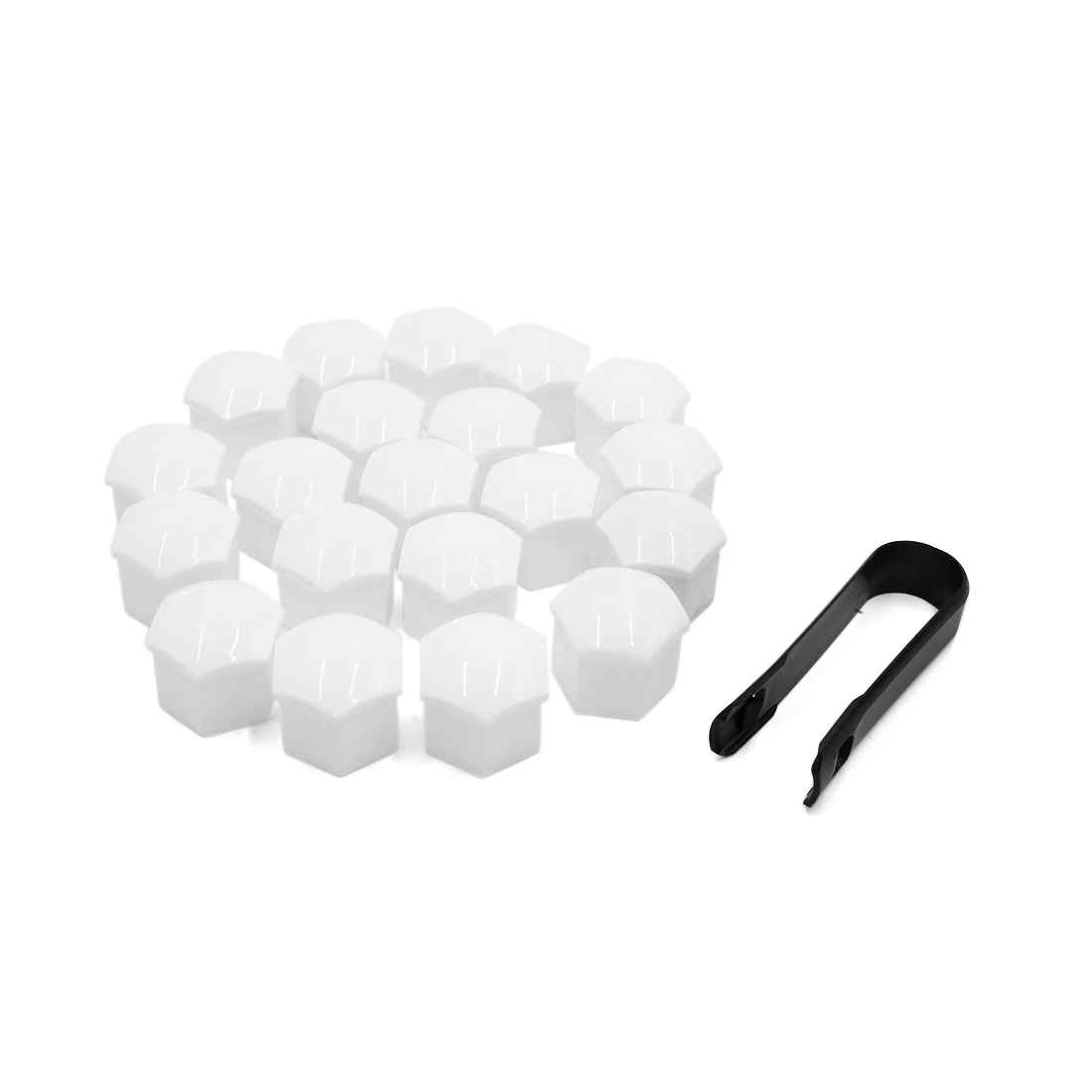 Tapas Tuerca Rueda Coche Plástico 17mm Blanco con Extractor - Uxcell