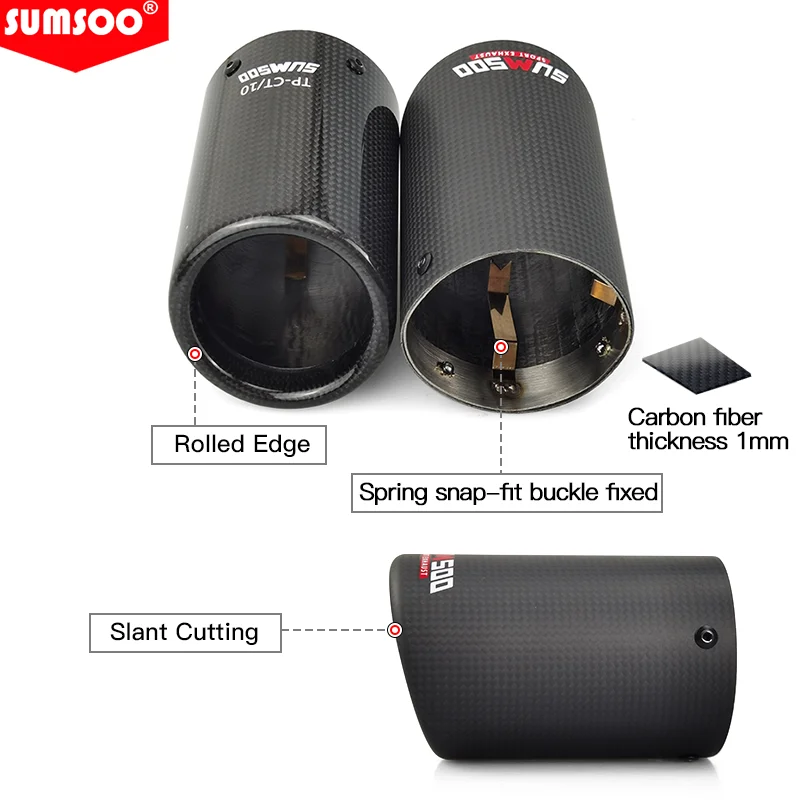Terminal Escape Fibra Carbono SUMSOO Universal – Silenciador Coche Tuning - imagen 4
