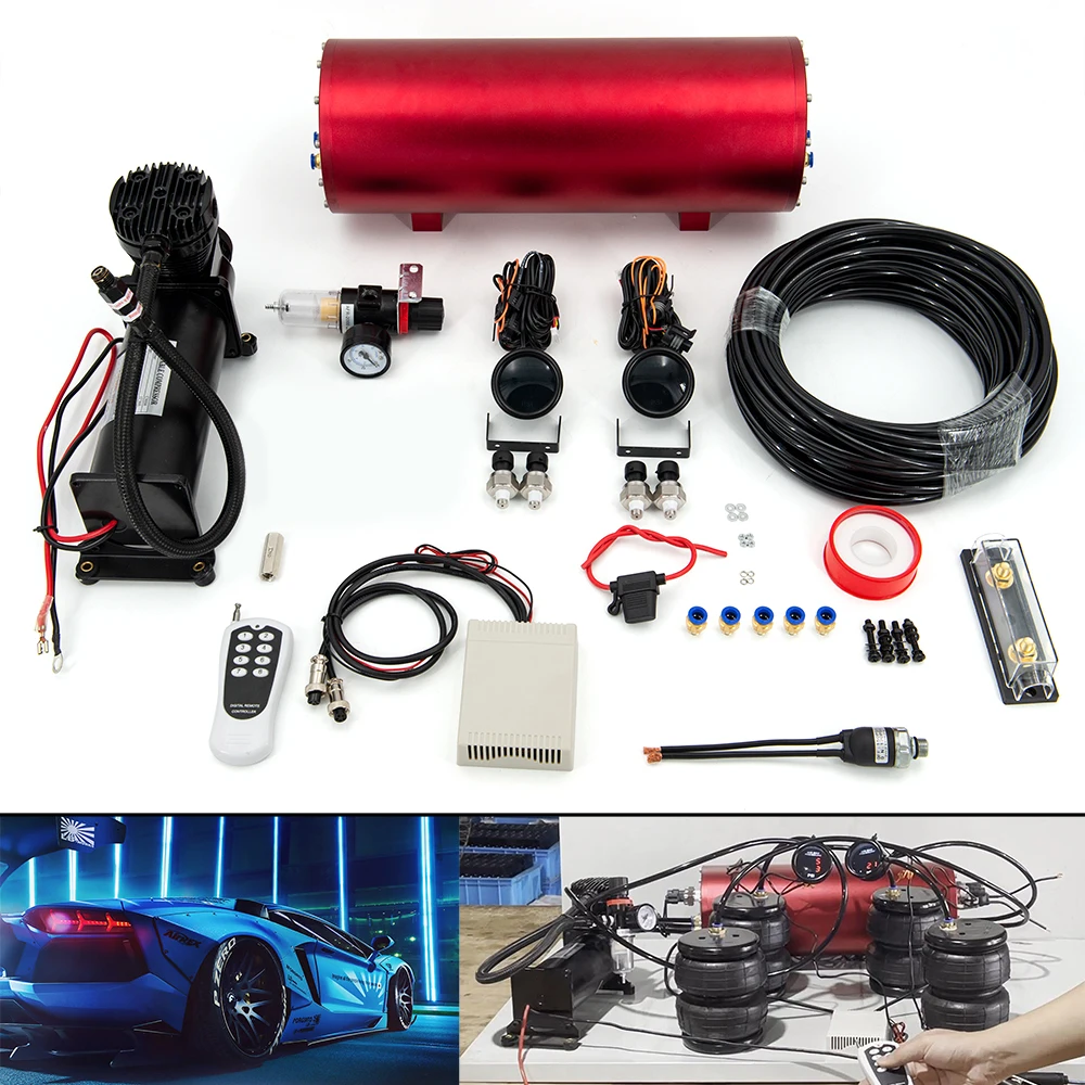 Kit de suspensión neumática con mando remoto y compresor 200 PSI