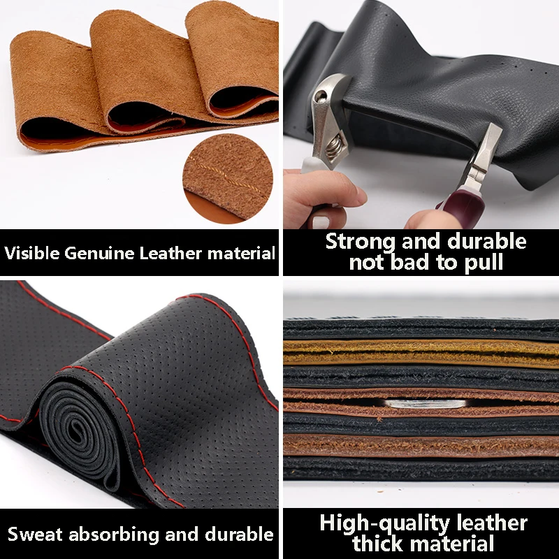 Funda volante cuero cosida a mano antideslizante - imagen 3