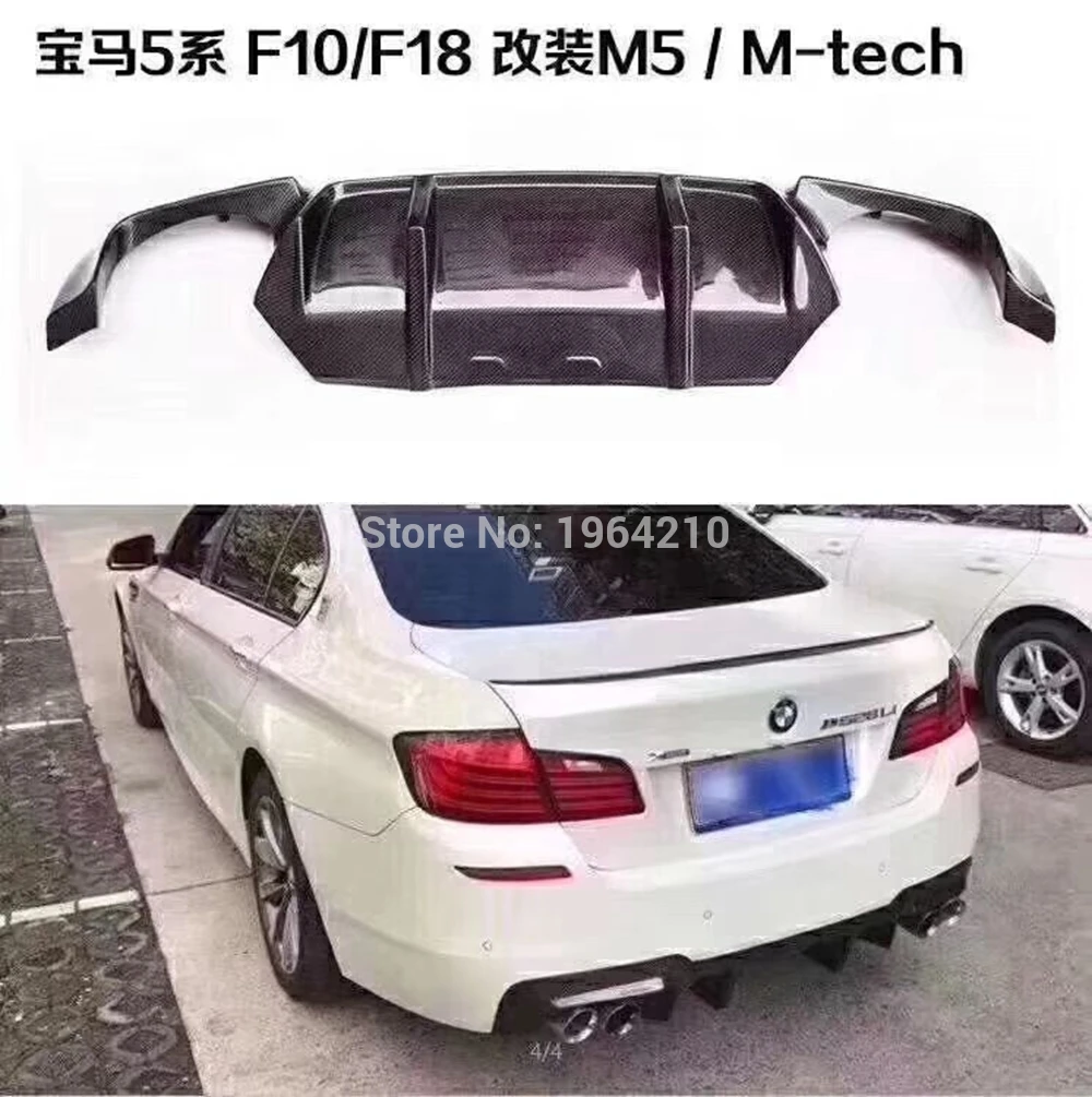 Difusor trasero de fibra de carbono instalado en un BMW F10