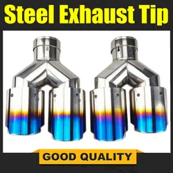 Tubo de escape universal doble Akrapovic azul acero inoxidable VW Golf