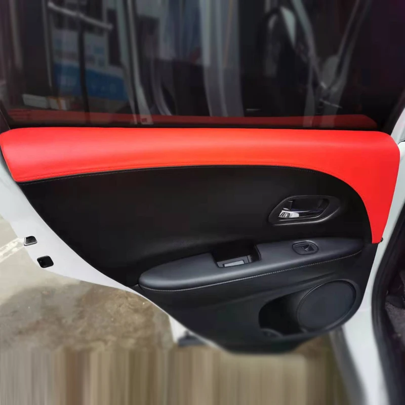 Cubierta de Panel de puerta de cuero suave para Honda XRV Vezel H-RV 2019-2022 estilo de coche Panel de reposabrazos de puerta interior cubierta de piel pegatina embellecedora