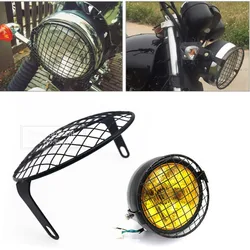 Rejilla Protector Faro Moto 7 Pulgadas Metal Retro Universal Anticolisión