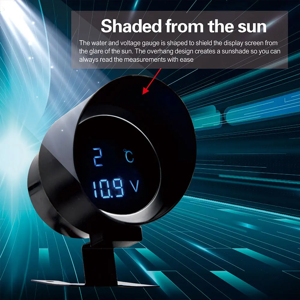 Voltímetro y Medidor Temperatura Agua Digital LED 12V/24V – Coche Camión - imagen 3