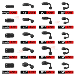 Universal AN4 AN6 AN8 AN10 recto 45 90 120 180 grados aceite combustible giratorio extremo de manguera accesorio aceite manguera extremo adaptador Kit negro