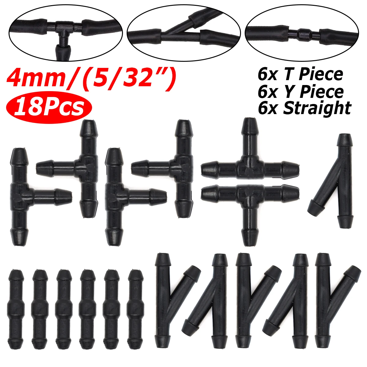 Conector de 3 vías para tubo de limpiaparabrisas