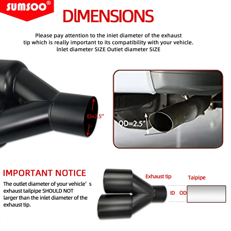 Tubo escape doble Sumsoo acero inoxidable negro doble pared - imagen 2