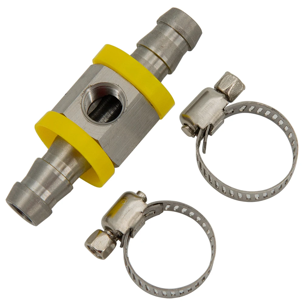 Adaptador y puerto roscado para instalar manómetro en la línea