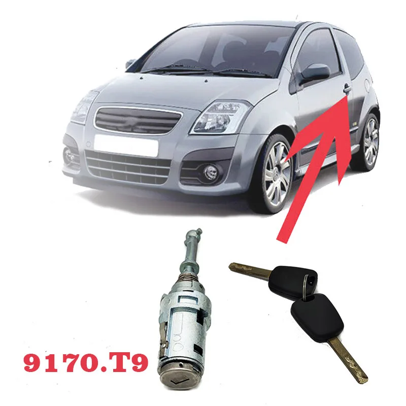 Cerradura de puerta izquierda para Citroën con dos llaves