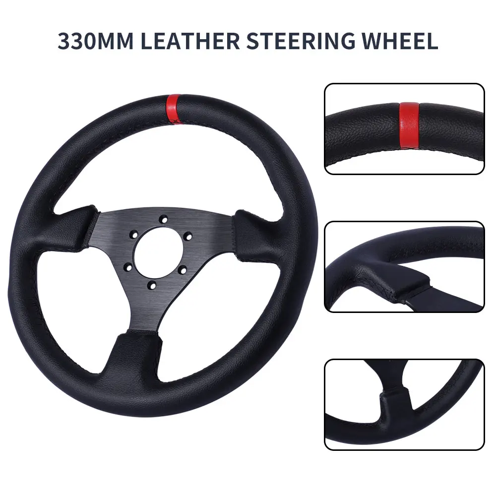 Volante plano universal de cuero para simulador y carreras - imagen 4