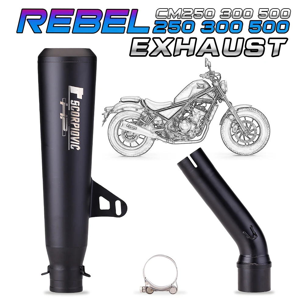 Silenciador medio de escape para Honda Rebel 500 - inoxidable - imagen 3