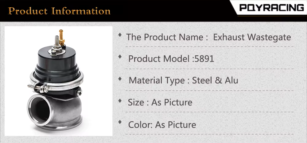 Wastegate externa PQY de 60 mm en color negro