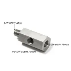 Adaptador en T 1/8 NPT/BSPT para sensor de presión de aceite turbo