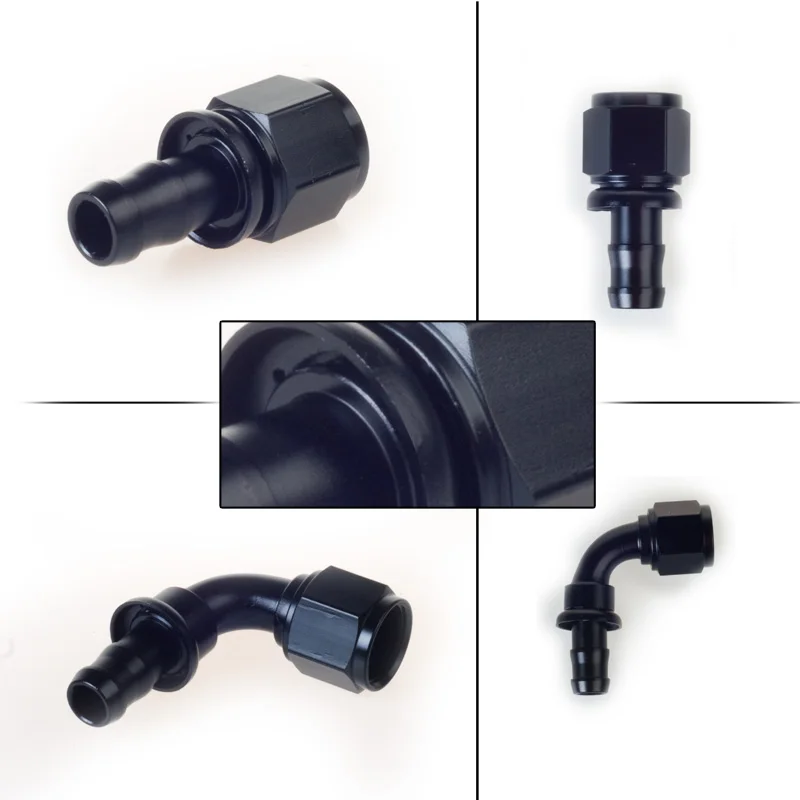 Uuiversal-accesorio de combustible y aceite de aluminio AN6 AN8 AN10, manguera de empuje de combustible, 0, 90, 45, 180 grados, extremo de manguera de tubo de goma - imagen 3
