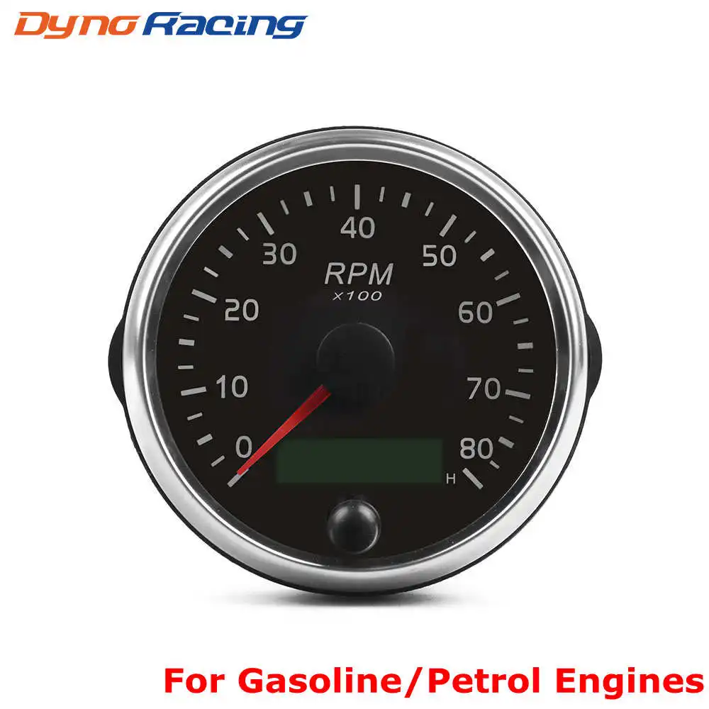 Tacómetro 85 mm LCD 0-8000 rpm para motor gasolina 12/24 V