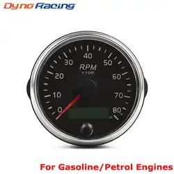 Tacómetro 85 mm LCD 0-8000 rpm para motor gasolina 12/24 V