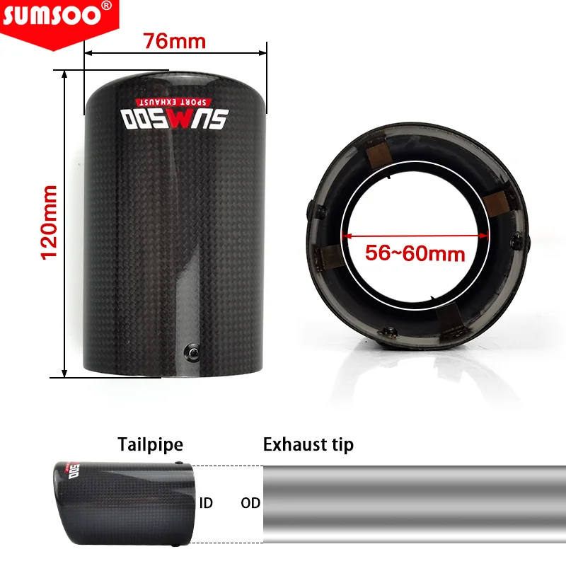 Terminal Escape Fibra Carbono SUMSOO Universal – Silenciador Coche Tuning - imagen 5