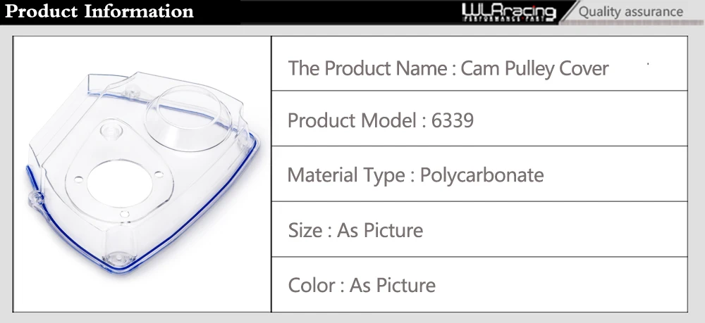 WLR-polea de cubierta de correa de distribución de engranaje de leva transparente