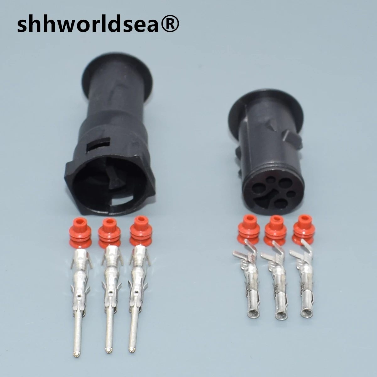 Shhworlsea conector de tres pines impermeable macho/hembra negro