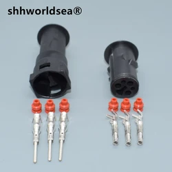 Shhworlsea conector de tres pines impermeable macho/hembra negro