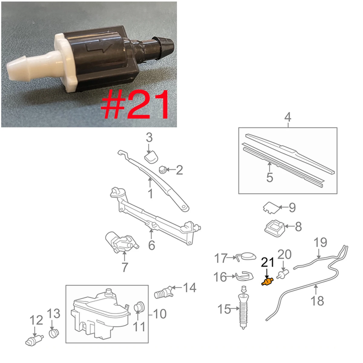 Válvula de retención lavaparabrisas 85321-26020 – Toyota Highlander 2001-2007 - imagen 4