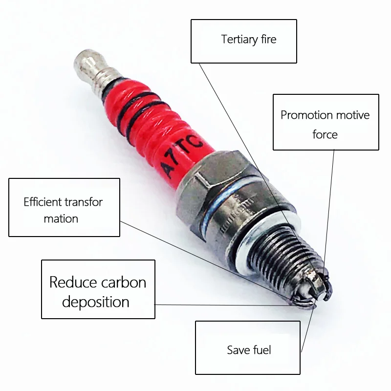 Bujía A7TC 3 electrodos 10mm alta rendimiento – Kart, ATV, Dirt Bike 50-150cc - imagen 5