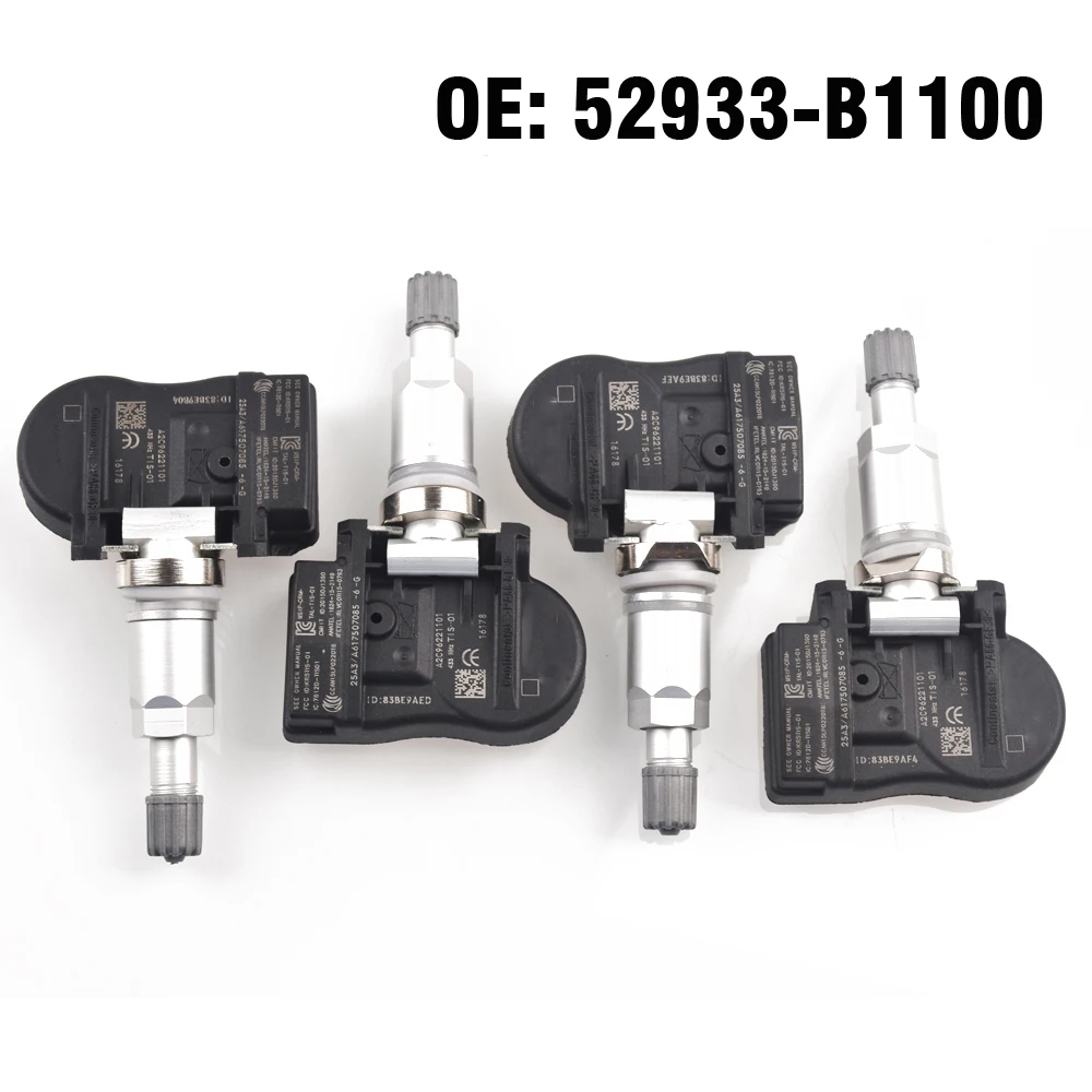 4 Uds Sensor de Monitor de presión de neumáticos de coche TPMS 52933-B1100 para Kia Carens Ceed 2012 +, Serento 2013 +, para Rio 2018-2019