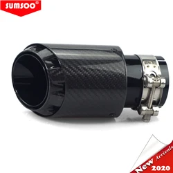 Punta de escape carbono forma bala acero inoxidable negro tuning