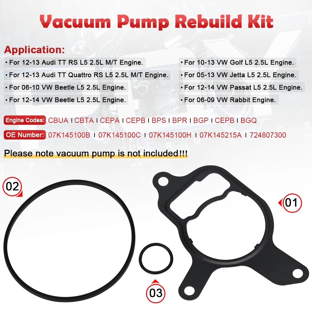 Kit juntas bomba vacío 07K145100C para VW Jetta, Beetle, Passat 2.5L - imagen 2