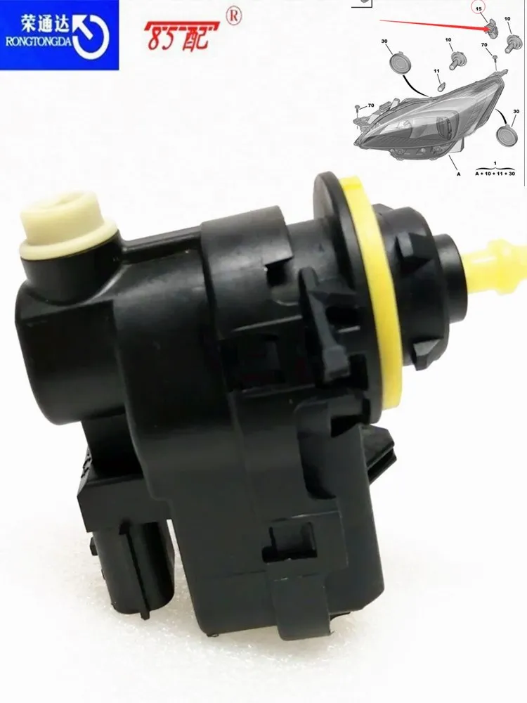 Motor de ajuste de nivel de faro visto desde ángulo frontal
