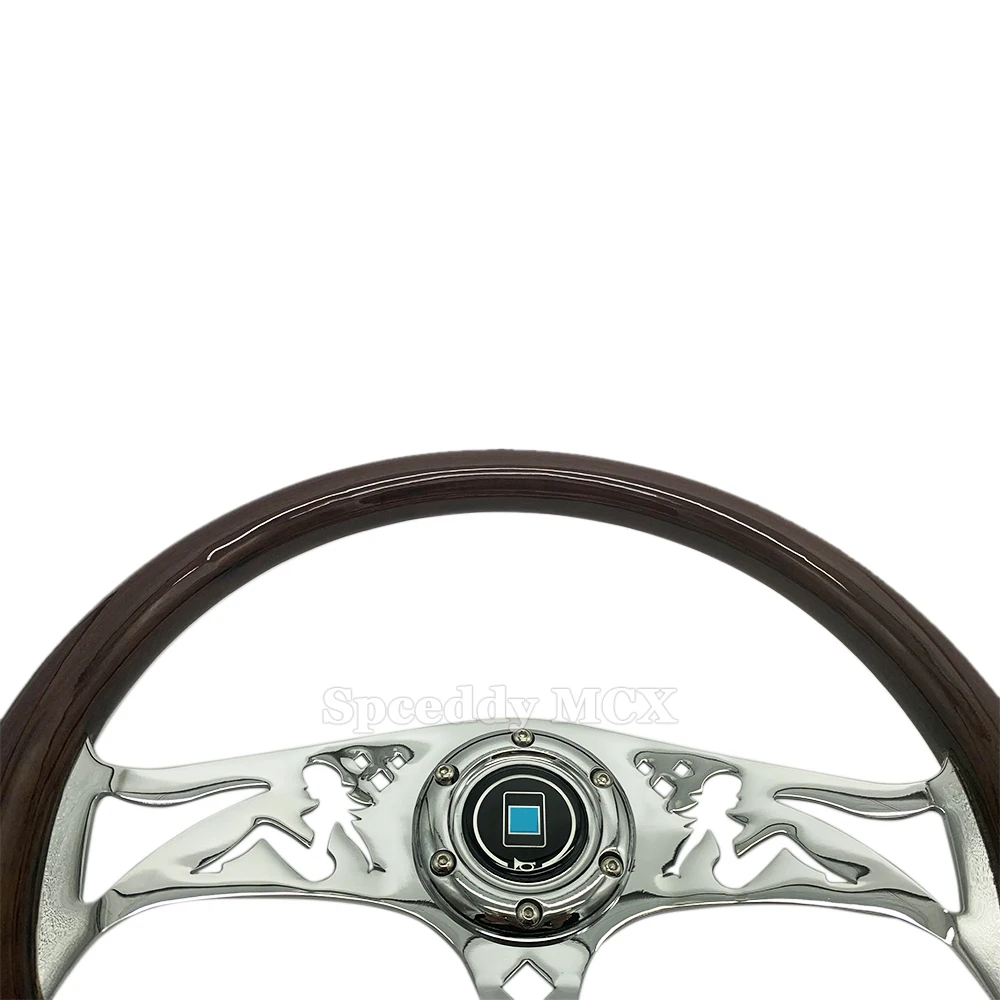 Volante deportivo universal N-LOGO de madera con botón de bocina - imagen 3