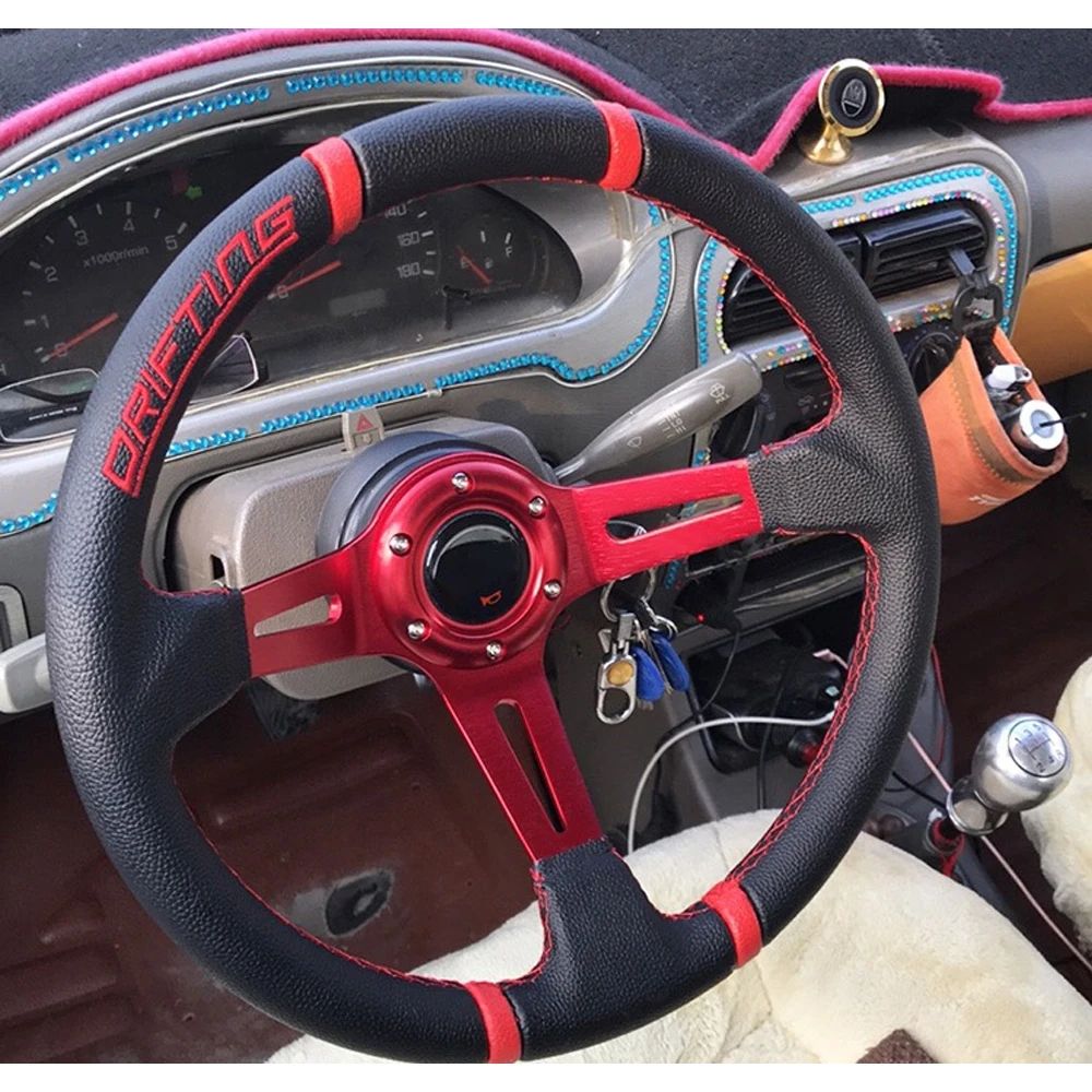 Volante sport Spceddy MCX cuero PVC radios rojos universal